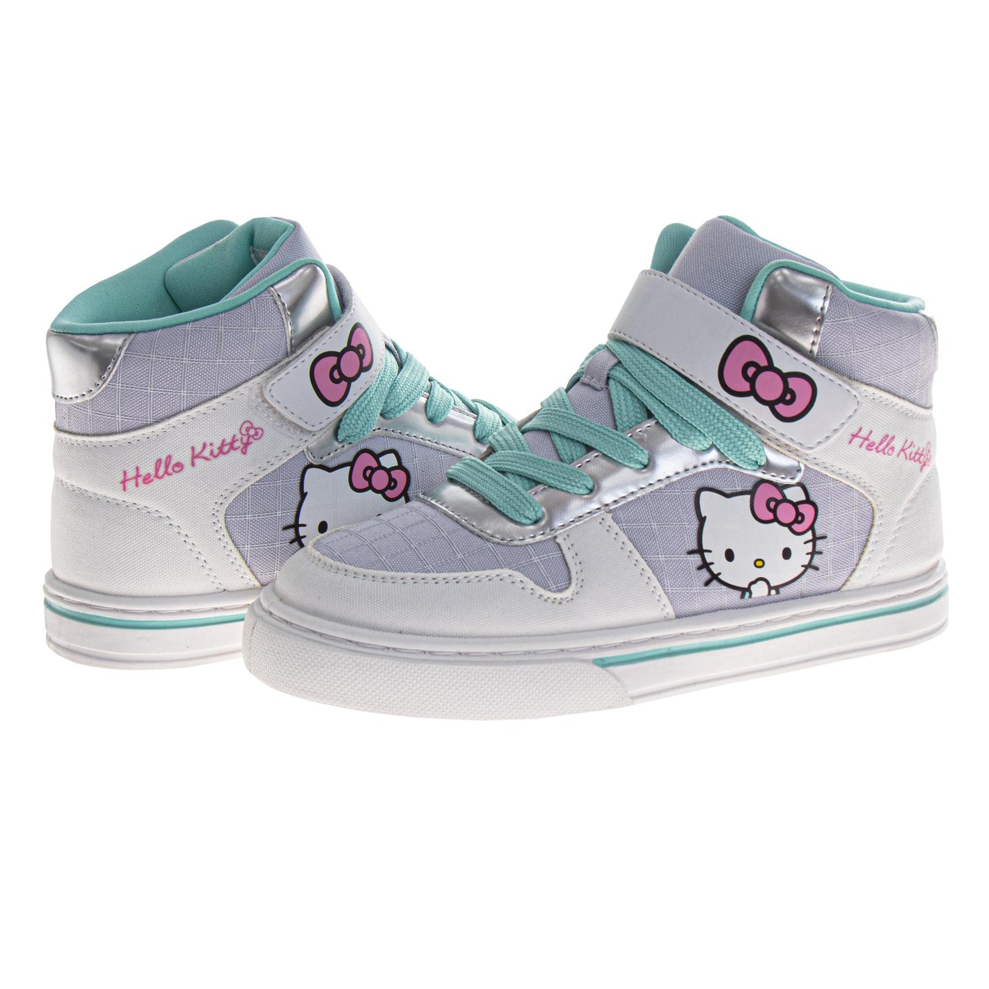 Hello Kitty Girls High Top Sneakers Hook and Loop with Lace-Up (Big Kid)