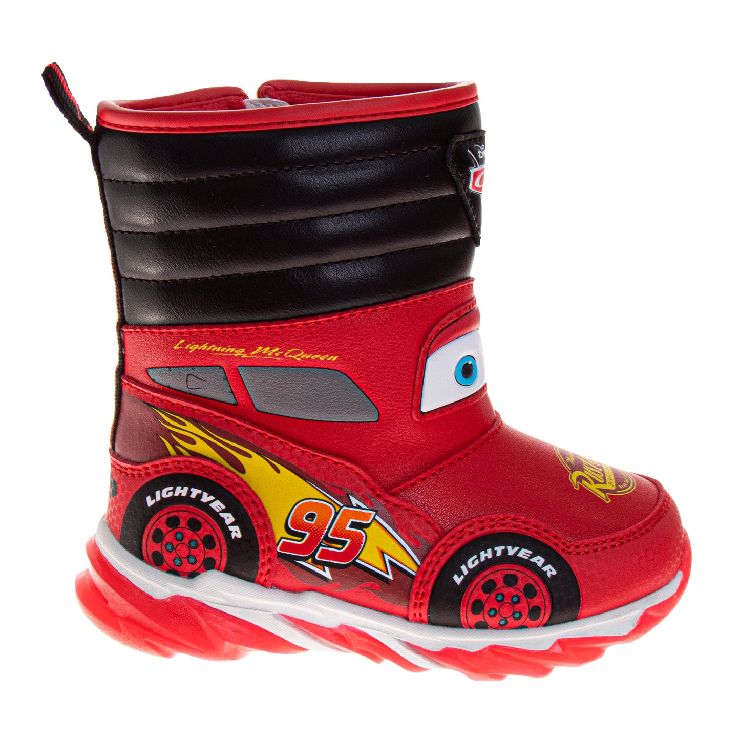 Disney Pixar Cars Lightning McQueen Snow Boots Boys  Race Car Graphics Warm Lined Waterproof Durable Tread Velcro Closure (Toddler / Little Kid)