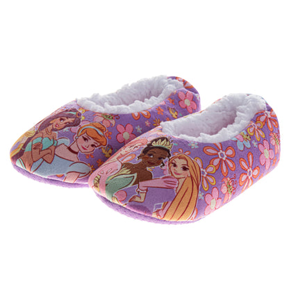 Disney Princess Slippers for Girls  Princess Design Cozy Interior Cushioned Plush (Toddler / Little Kid)