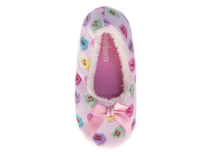 Sweethearts Soft Plush Pink Slippers Girls'  Heart Pattern Cozy Warm Indoor Wear NonSlip Sole (Little Kid / Big Kid)