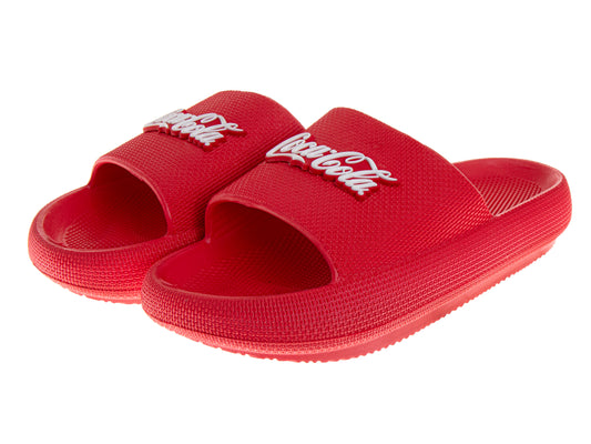 CocaCola Classic Script Pillow Slides for Men  UltraSoft DualSize Comfort QuickDry Sandals (Adults)