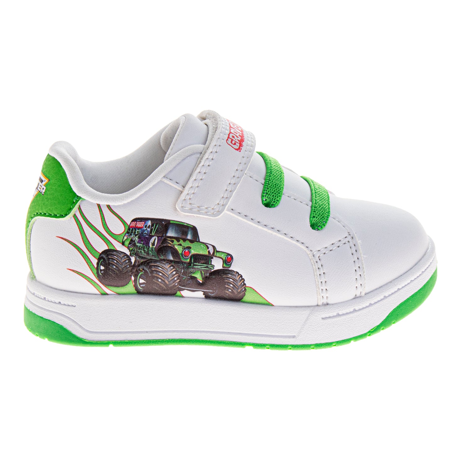 Monster Jam Boys Court Sneakers with Hook and Loop Closure (Little Kid)