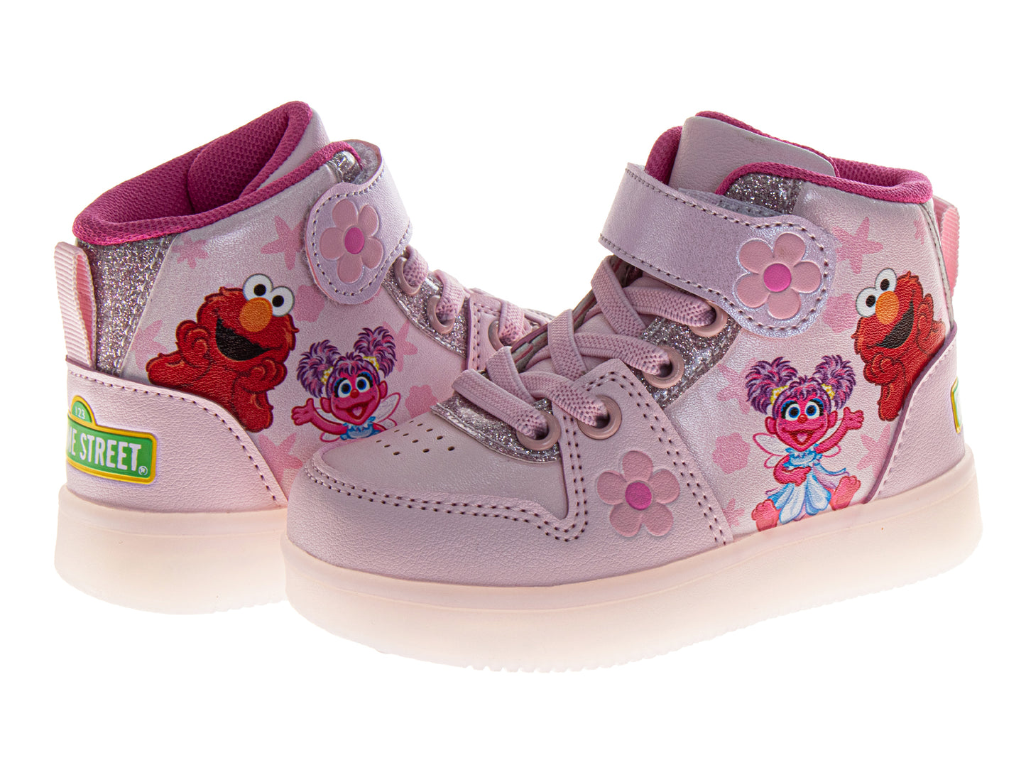 Sesame Street High Top Girls' Sneakers Light Up Comfortable Velcro Closure (Toddler/Little Kid)