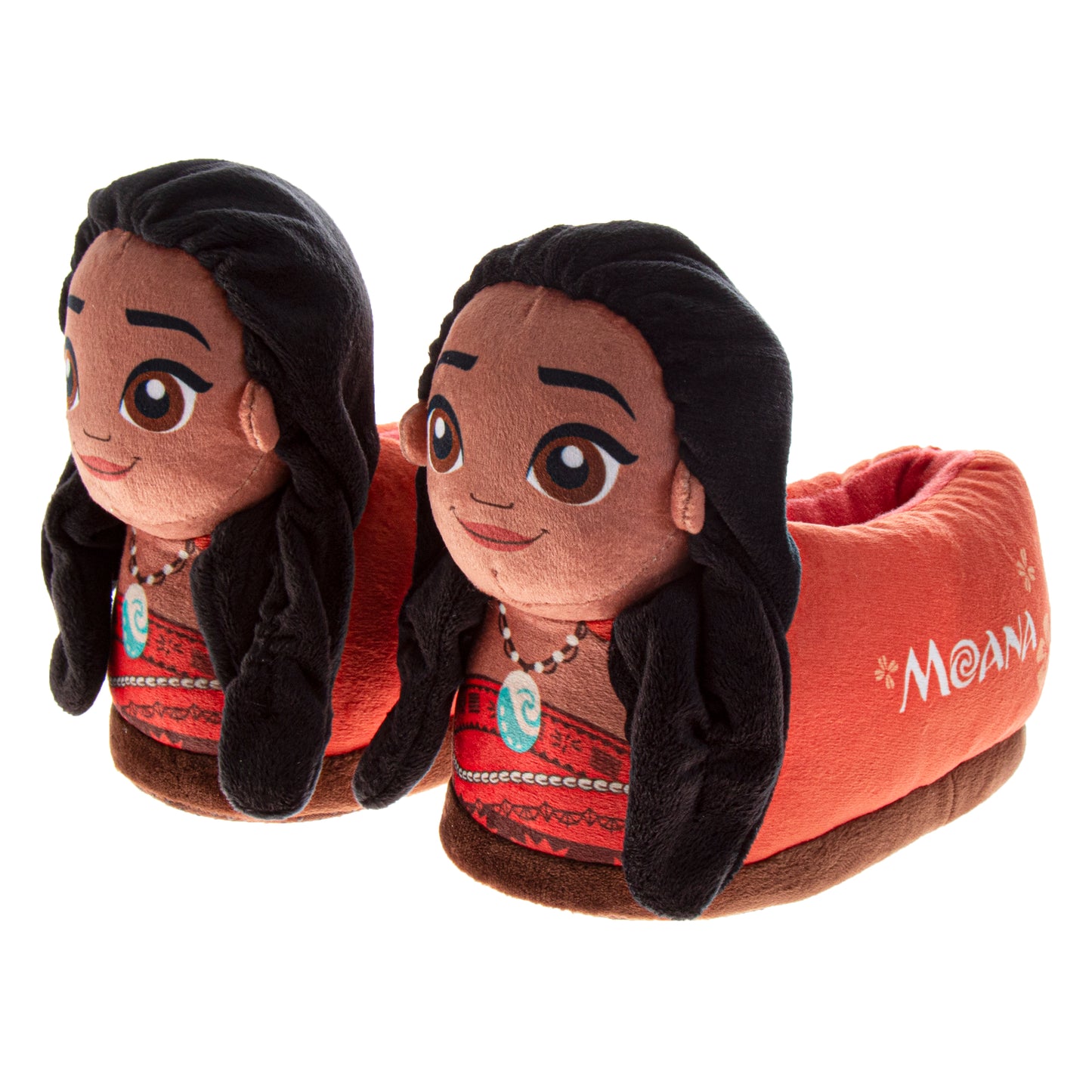 Disney Moana Plush Character Slippers Girls  Soft Plush Cozy Warm Island Princess Comfort Fit NonSlip Sole (Toddler / Little Kid)