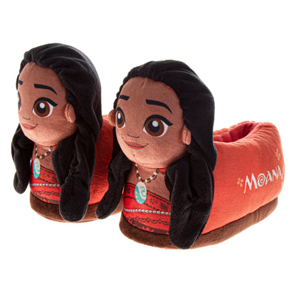 Disney Moana Plush Character Slippers Girls  Soft Plush Cozy Warm Island Princess Comfort Fit NonSlip Sole (Toddler / Little Kid)