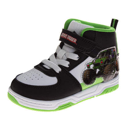 Monster Jam Boys High Top Sneakers Hook and Loop with Lace-Up (Little Kid)