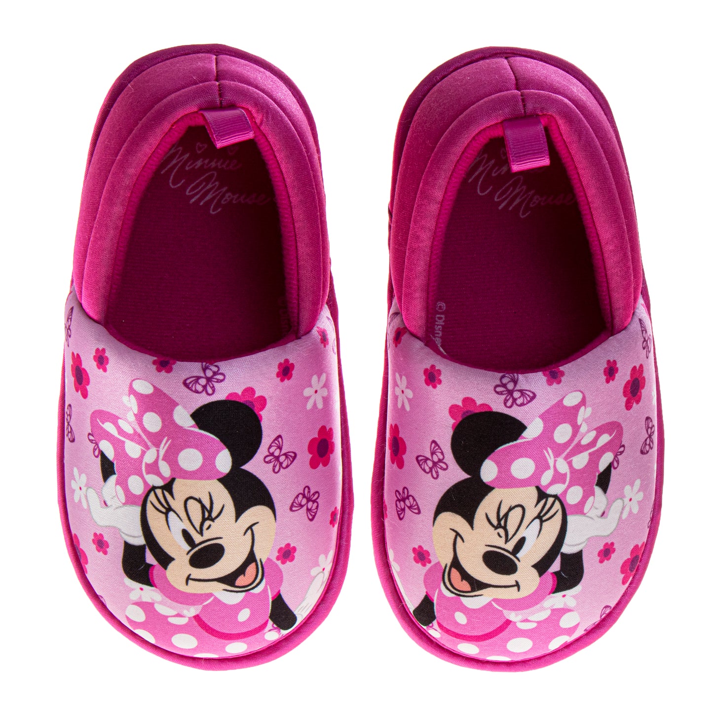 Disney Minnie Mouse Slippers Girls  Soft Plush Cozy Warm Comfort Fit NonSkid Sole Indoor Wear (Toddler / Little Kid)