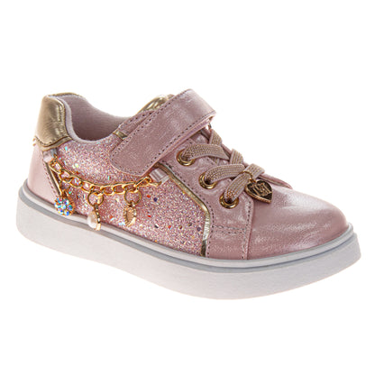Kensie Girls Sneakers for Girls Glitter Charms Easy Hook-and-Loop Stylish (Toddler)