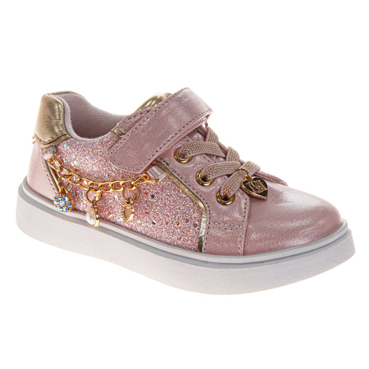 Kensie Girls Sneakers for Girls Glitter Charms Easy Hook-and-Loop Stylish (Toddler)