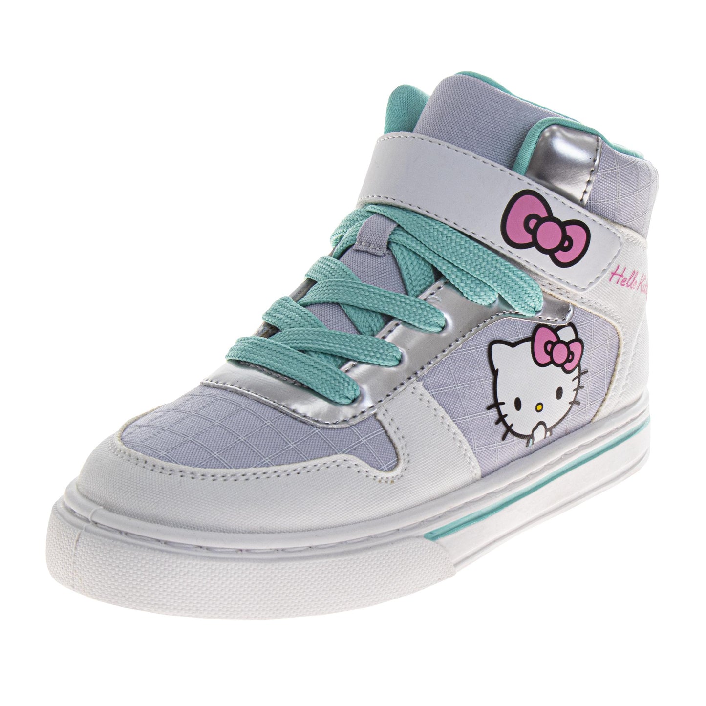 Hello Kitty Girls High Top Sneakers Hook and Loop with Lace-Up (Big Kid)