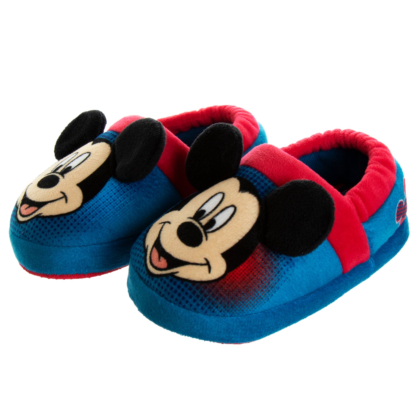 Disney Mickey Mouse Boys' Slippers - Cozy Plush Fuzzy Lightweight Warm Comfort Soft House Shoes - Navy Blue Red (size 5-12 Toddler)