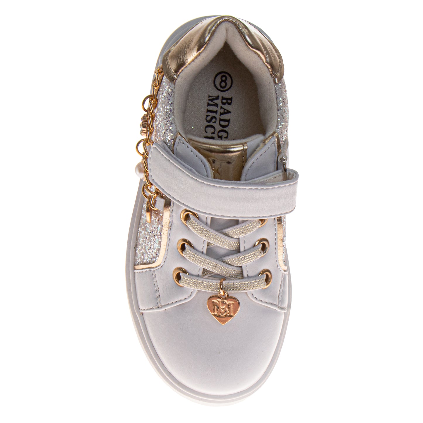 Kensie Girls Sneakers for Girls Glitter Charms Easy Hook-and-Loop Stylish (Toddler)