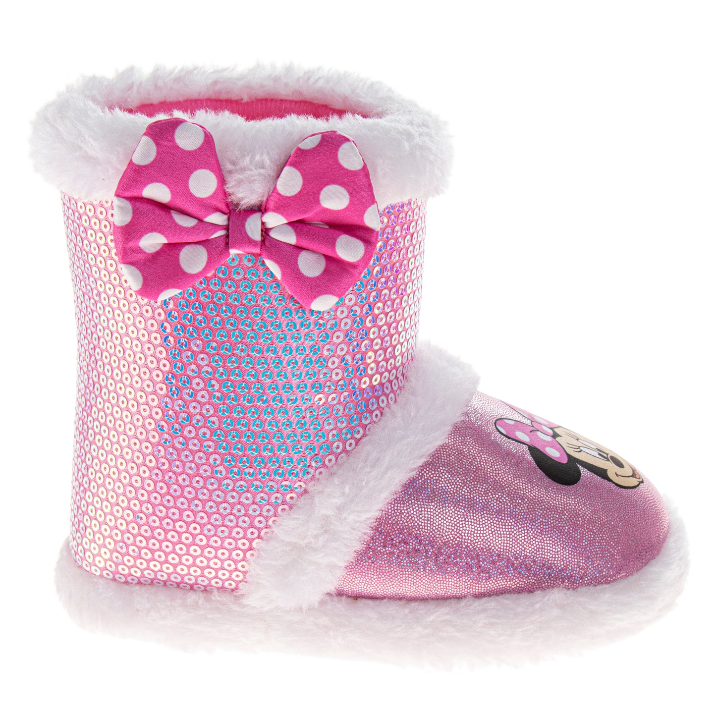 Disney Slippers Booties Minnie Mouse Warm Fluffy House Slippers for Girls (Toddlers)