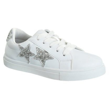 Kensie Girl LaceUp Glittery Casual Sneakers Girls'  Stylish Fashionable Everyday Wear Comfort Fit Durable (Little Kid / Big Kid)
