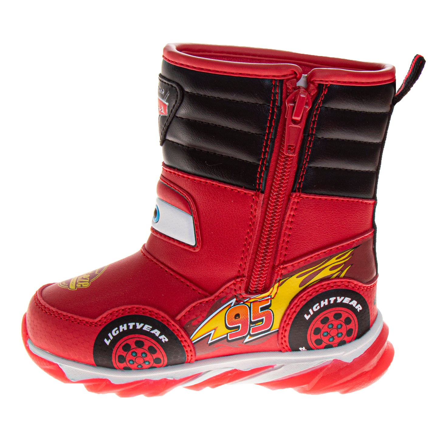 Disney Pixar Cars Lightning McQueen Snow Boots Boys  Race Car Graphics Warm Lined Waterproof Durable Tread Velcro Closure (Toddler / Little Kid)