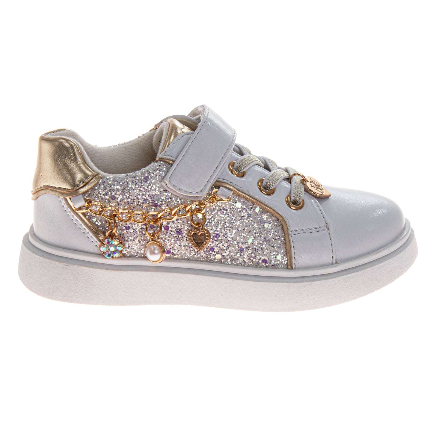 Kensie Girls Sneakers for Girls Glitter Charms Easy Hook-and-Loop Stylish (Toddler)