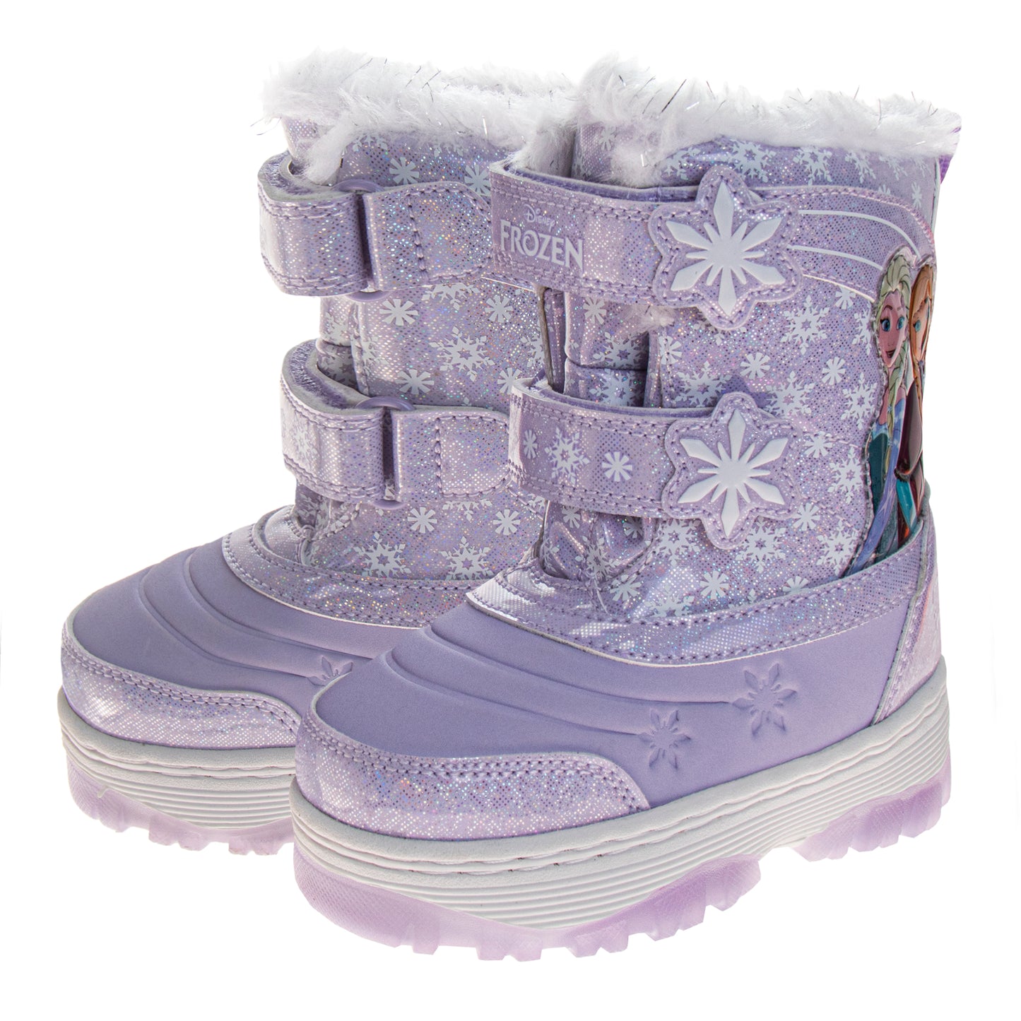 Disney Frozen Elsa and Anna Design Snow Boots Girls  Warm Lined Water Resistant Winter Ready Glitter Detail Toggle Closure (Toddler / Little Kid)
