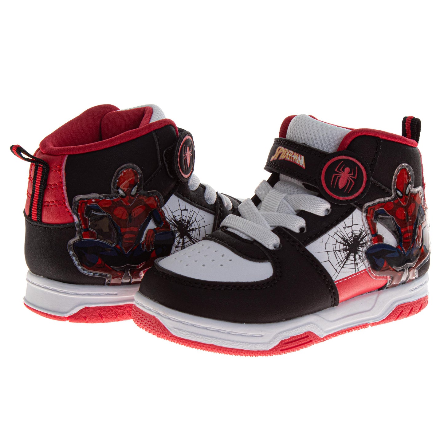 Spider-Man Boys High Top Sneakers Hook and Loop with Lace-Up (Little Kid)