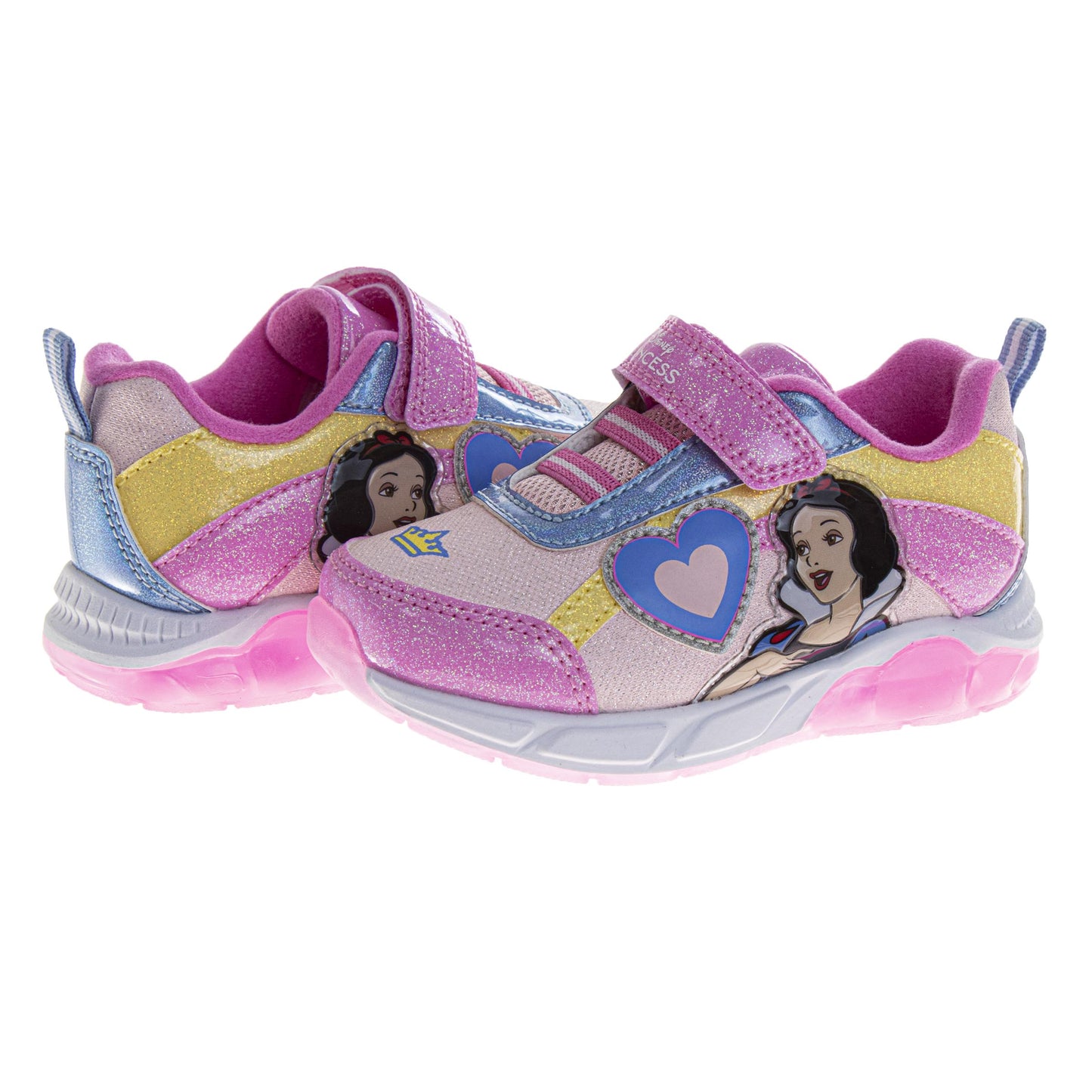 Disney Princess Girls Light-Up Sneakers with Hook and Loop Closure (Little Kid)