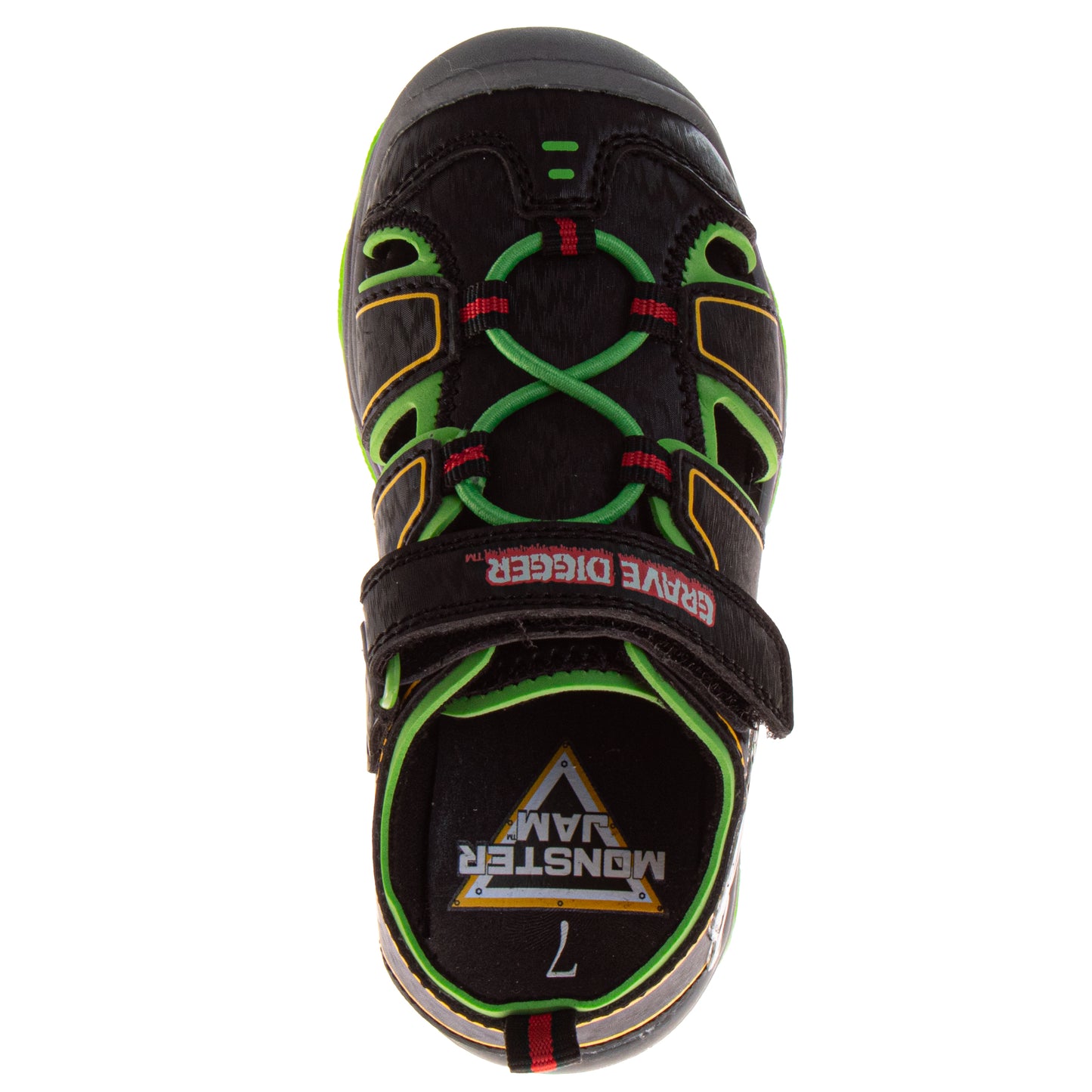 Monster Jam Boys Grave Digger Hook and Loop Sport Sandals (Toddler / Kids)