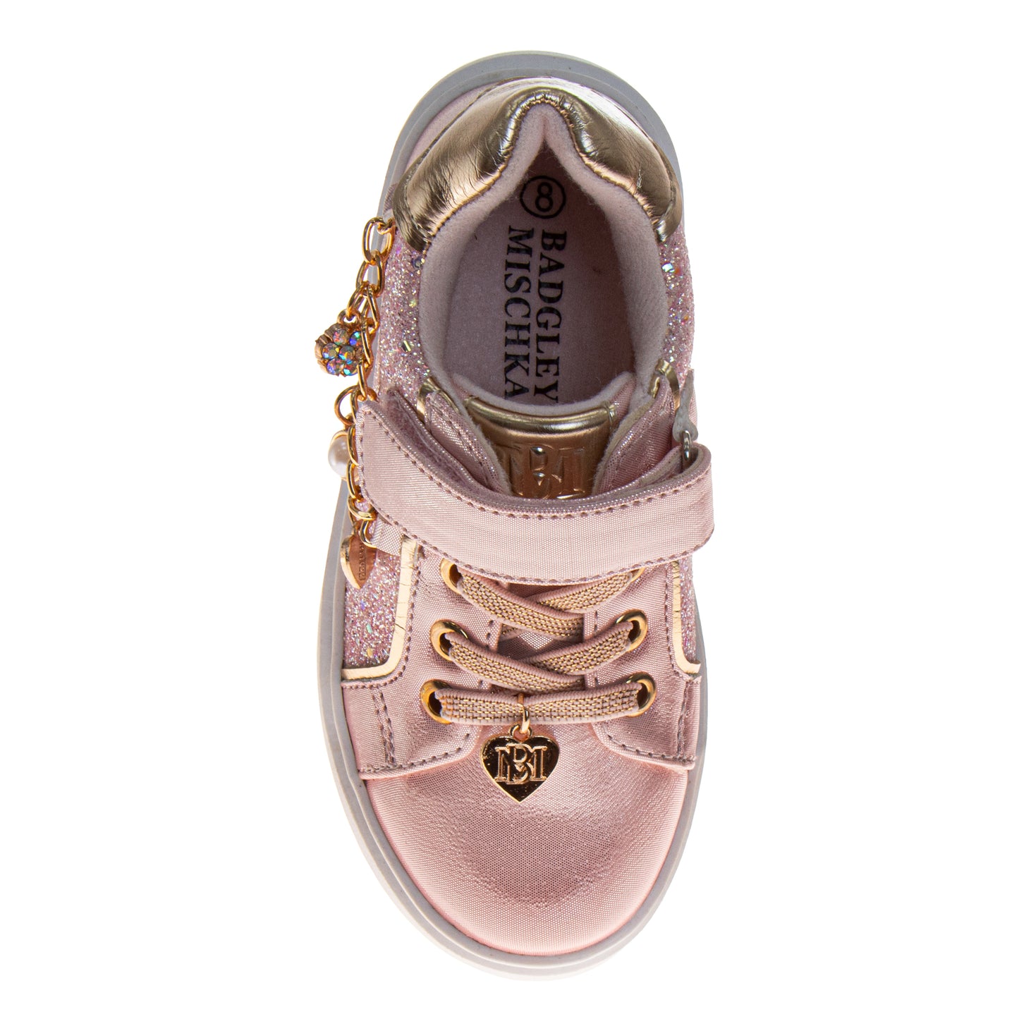 Kensie Girls Sneakers for Girls Glitter Charms Easy Hook-and-Loop Stylish (Toddler)
