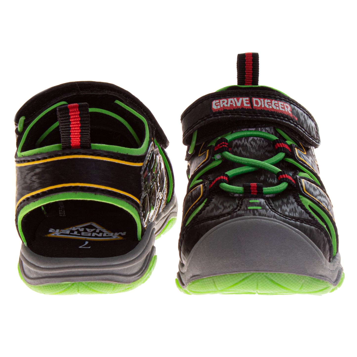 Monster Jam Boys Grave Digger Hook and Loop Sport Sandals (Toddler / Kids)