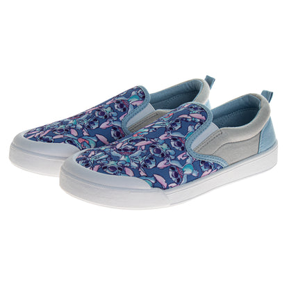 Disney Stitch SlipOn Canvas Sneakers Women's  Easy On/Off Casual Wear Comfort Fit Fun Design Everyday Style (Adult)