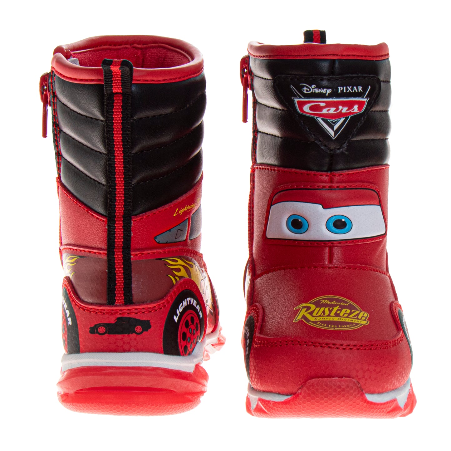 Disney Pixar Cars Lightning McQueen Snow Boots Boys  Race Car Graphics Warm Lined Waterproof Durable Tread Velcro Closure (Toddler / Little Kid)