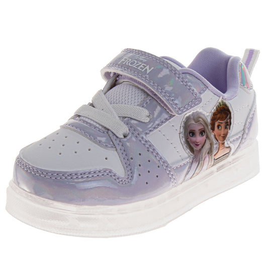 Disney Frozen Sneakers Girls  Elsa and Anna Sparkle Detail Lightweight Athletic Running Shoe Adjustable Closure (Toddler / Little Kid)