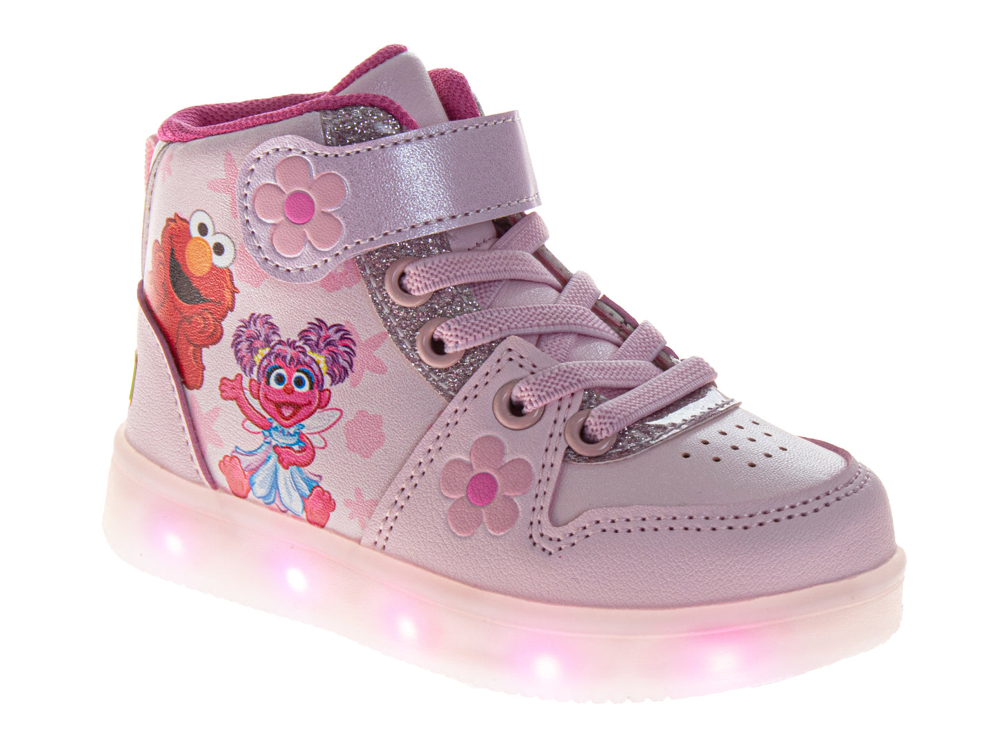 Sesame Street High Top Girls' Sneakers Light Up Comfortable Velcro Closure (Toddler/Little Kid)