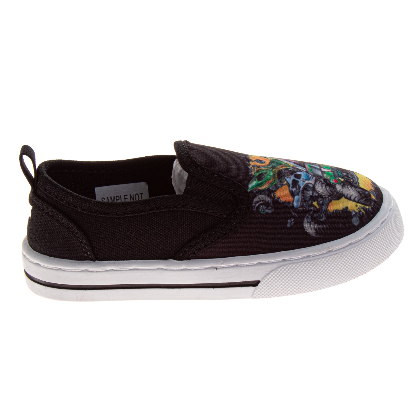 Monster Jam Monster Truck Design Slip on Canvas Boys  Easy On/Off Crushing Action Graphics Casual Wear Comfortable (Toddler / Little Kid)