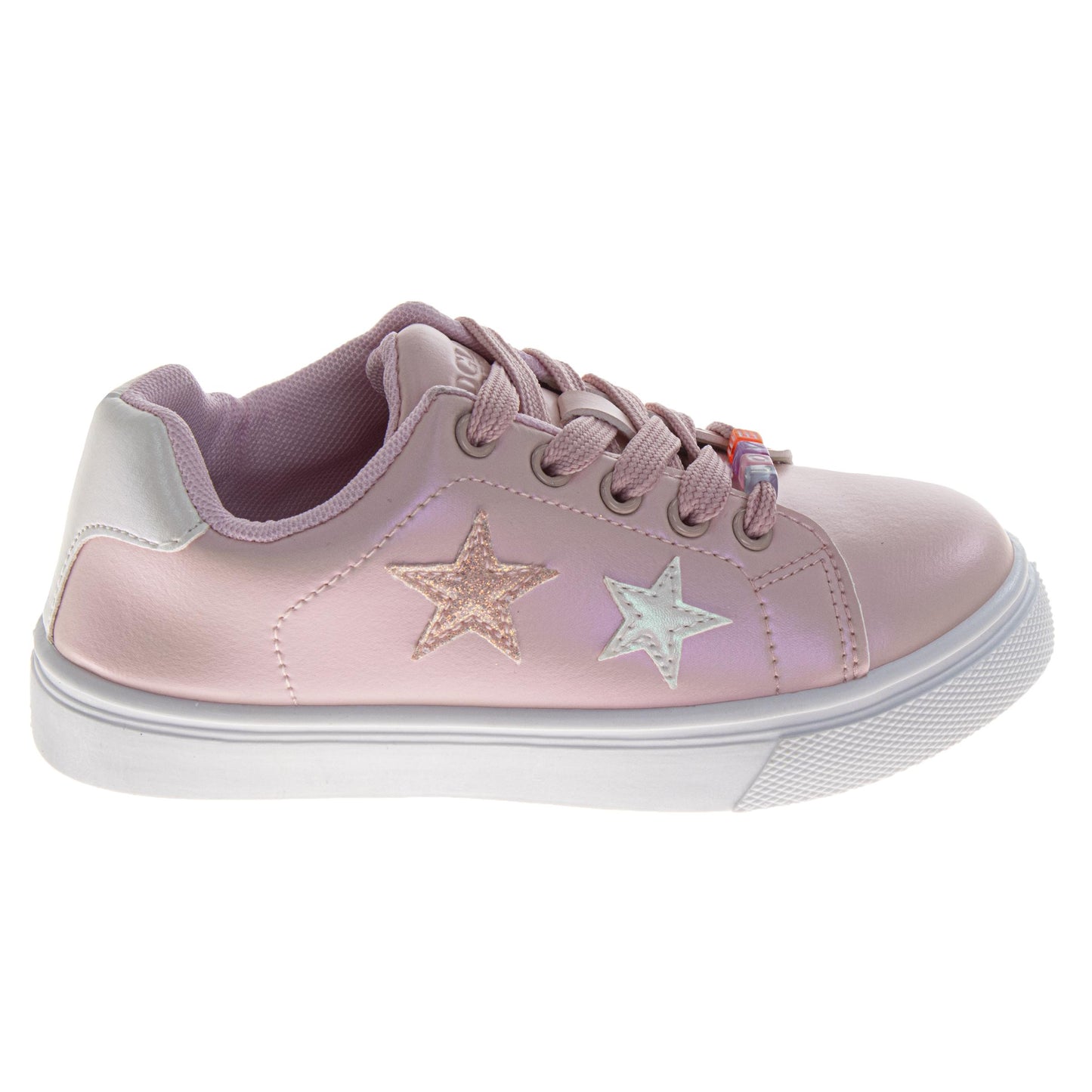 Badgley Mischka Glitter Stars Lace-Up Sneakers Girls - Glamorous Fashion Forward Sparkle Detail High Shine Athleisure (Little Kid – Big Kid)
