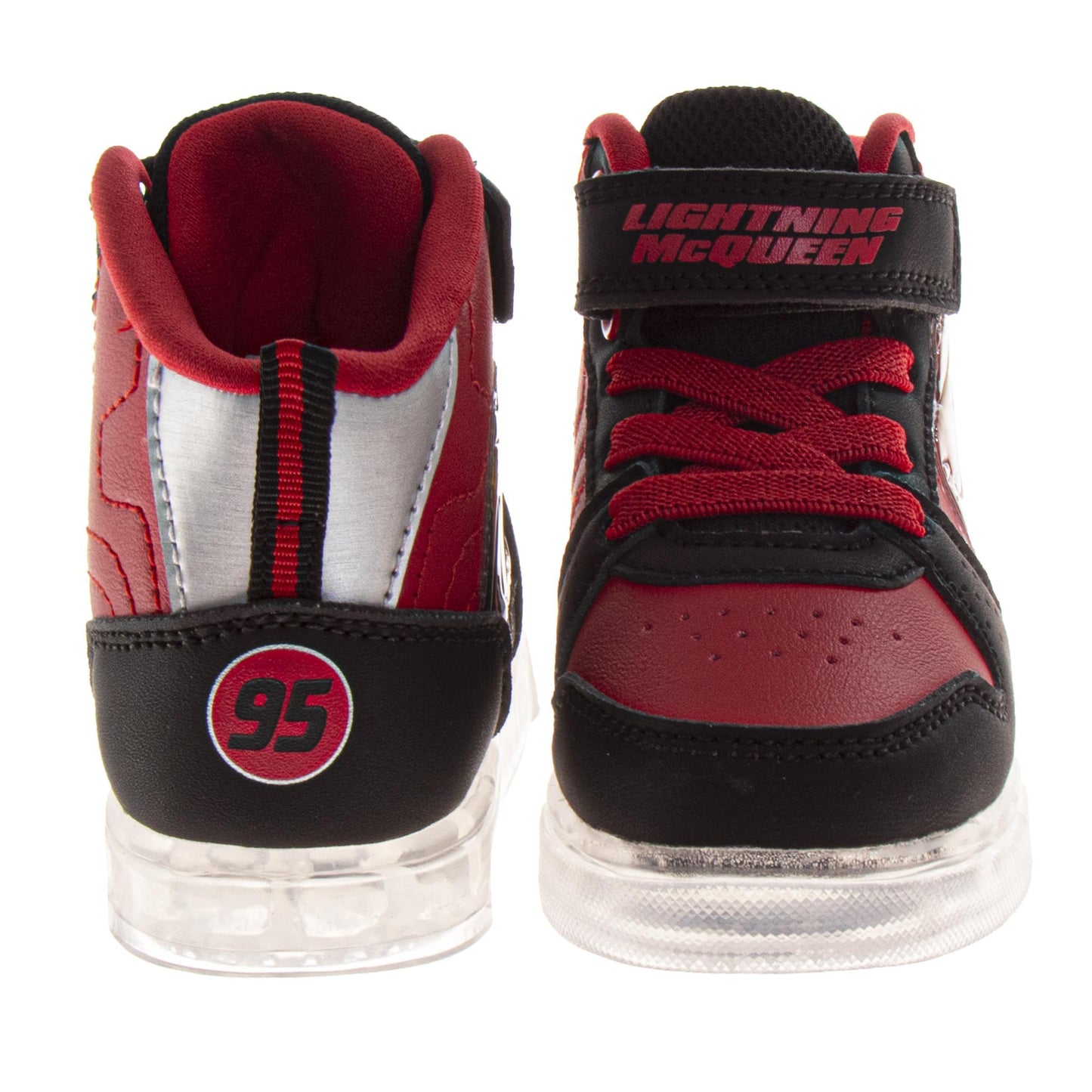 Disney Pixar Cars Lightning McQueen High Top Sneakers Boys  Race Car Design LaceUp/Velcro Athletic Ankle Support (Toddler / Little Kid)