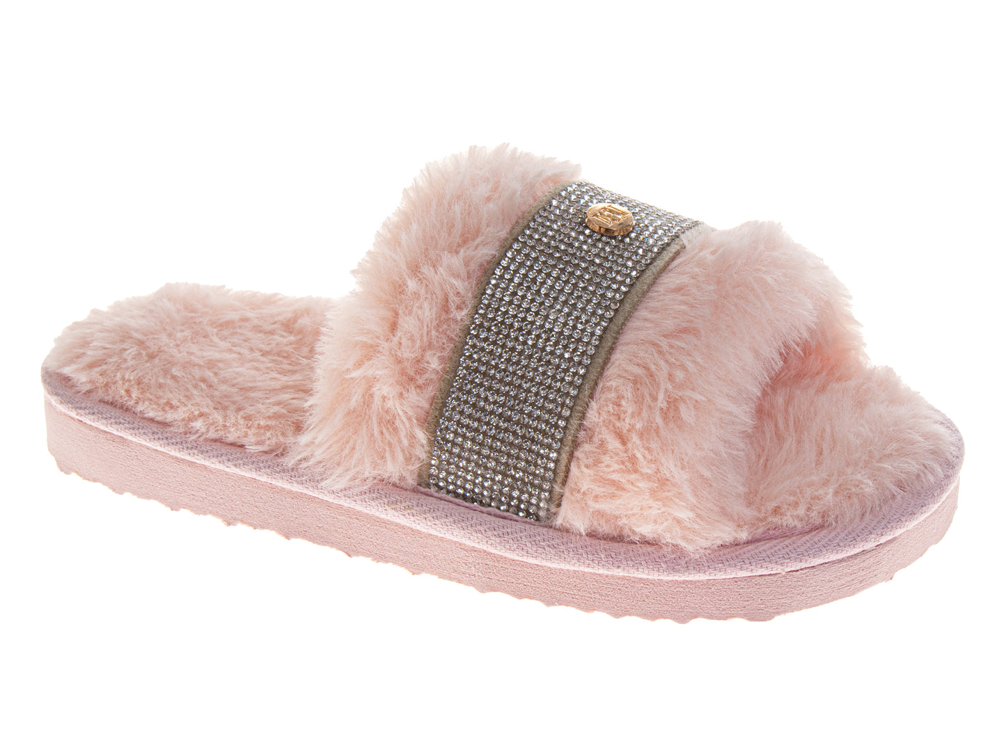 Badgley Mischka Plush Slide Slippers for Women - Classic Comfortable Style (Adults)