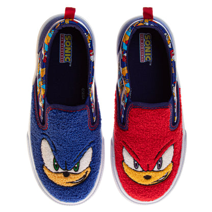 Sonic the Hedgehog Boys Mismatched Slip-On Canvas Sneakers Featuring Sonic and Knuckles (Toddler / Little Kid)