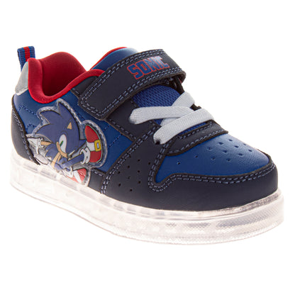 Sega Sonic Design Sneakers Boys  Super Speed Athletic Running Adjustable Strap Durable Tread (Toddler / Little Kid)