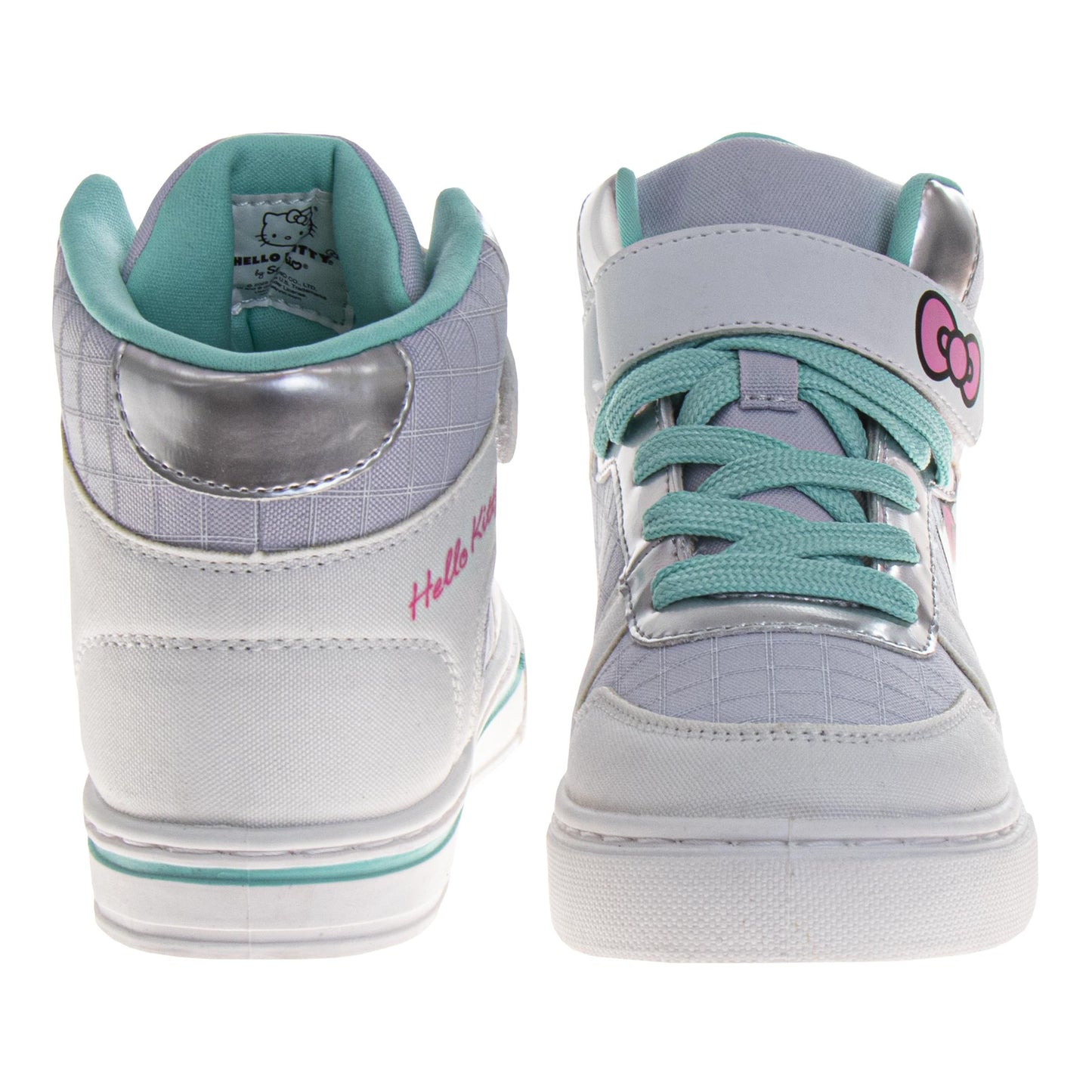 Hello Kitty Girls High Top Sneakers Hook and Loop with Lace-Up (Big Kid)