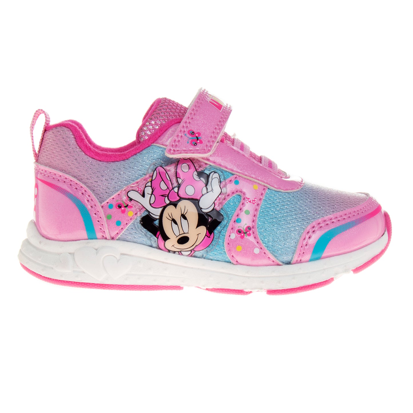 Disney Minnie Mouse Girls Light-Up Sneakers with Hook and Loop Closure (Toddler)
