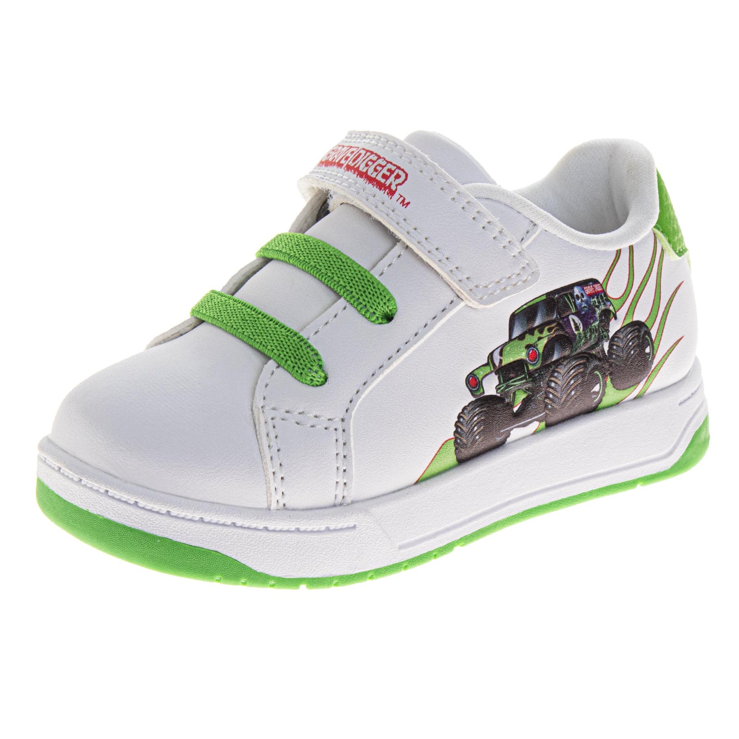 Monster Jam Boys Court Sneakers with Hook and Loop Closure (Little Kid)