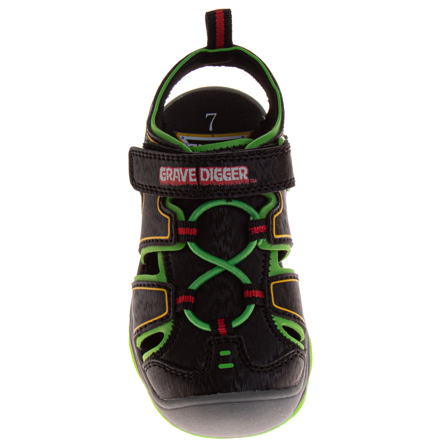 Monster Jam Boys Grave Digger Hook and Loop Sport Sandals (Toddler / Kids)