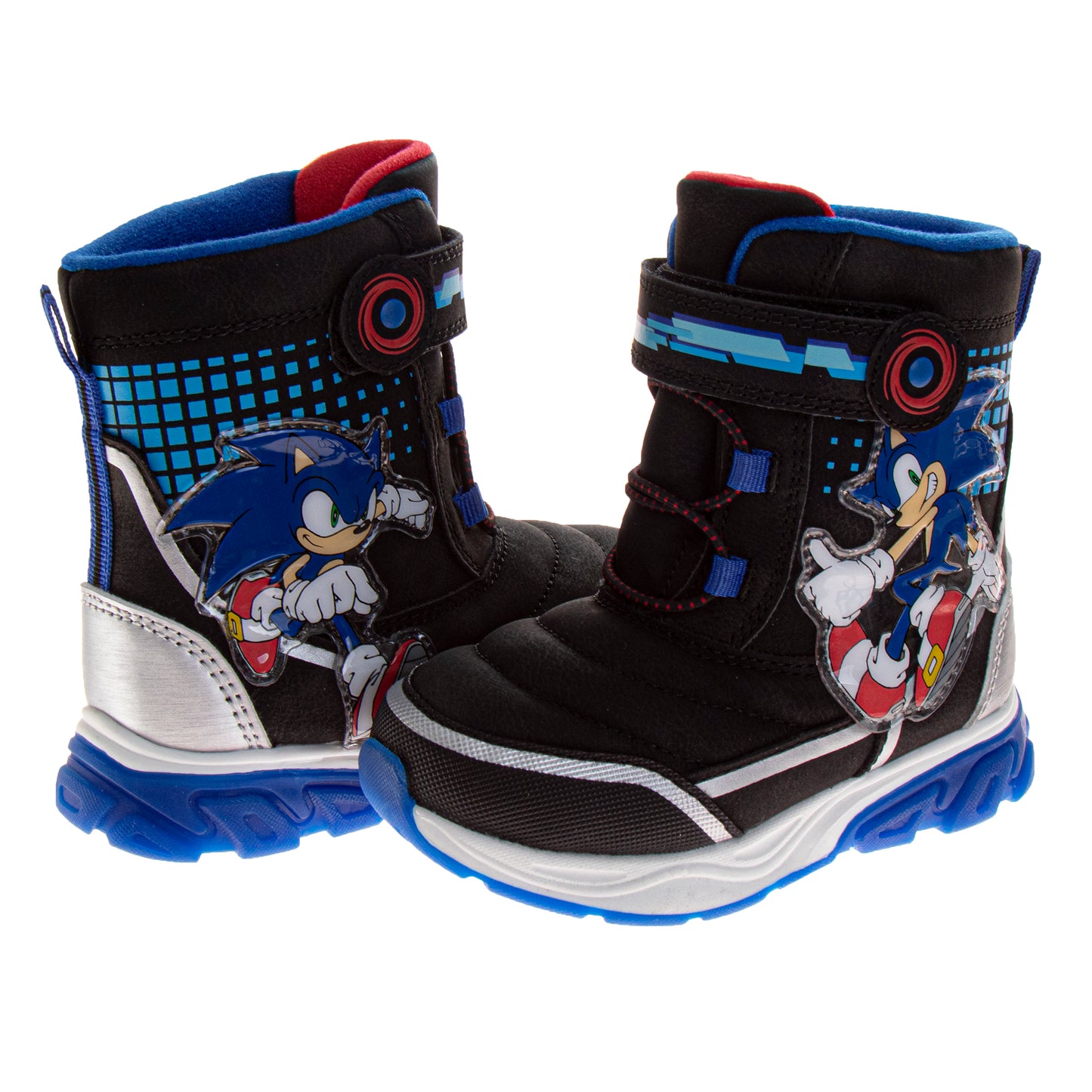 Sega Sonic the Hedgehog Snow Boots Boys  Super Speed Water Resistant Warm Lined Durable Tread Winter Ready (Toddler / Little Kid)