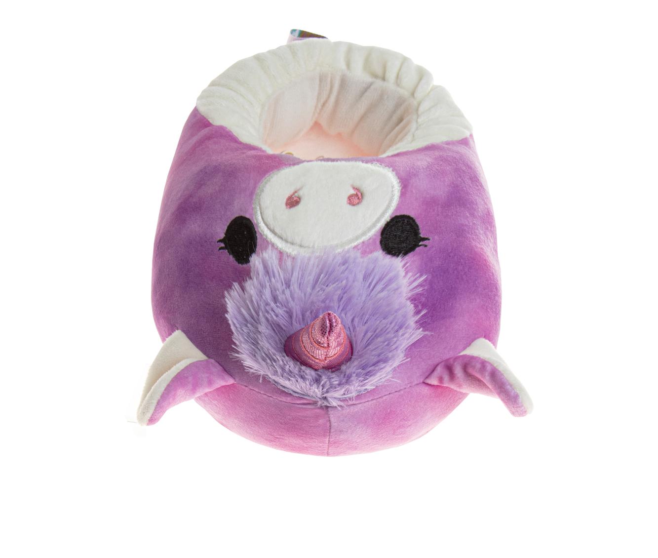 Squishmallow Lola the Unicorn Dual Sizes Slippers Girls'  Ultra Soft Plush Comfort Cozy Warm Indoor Wear Fun Design (Little Kid)