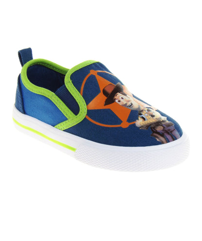 Toy Story Casual No Lace Shoes - Buzz Lightyear Sheriff Woody Low top Canvas Slip-on Tennis Boys Sneakers (Size 5-12 Toddler)