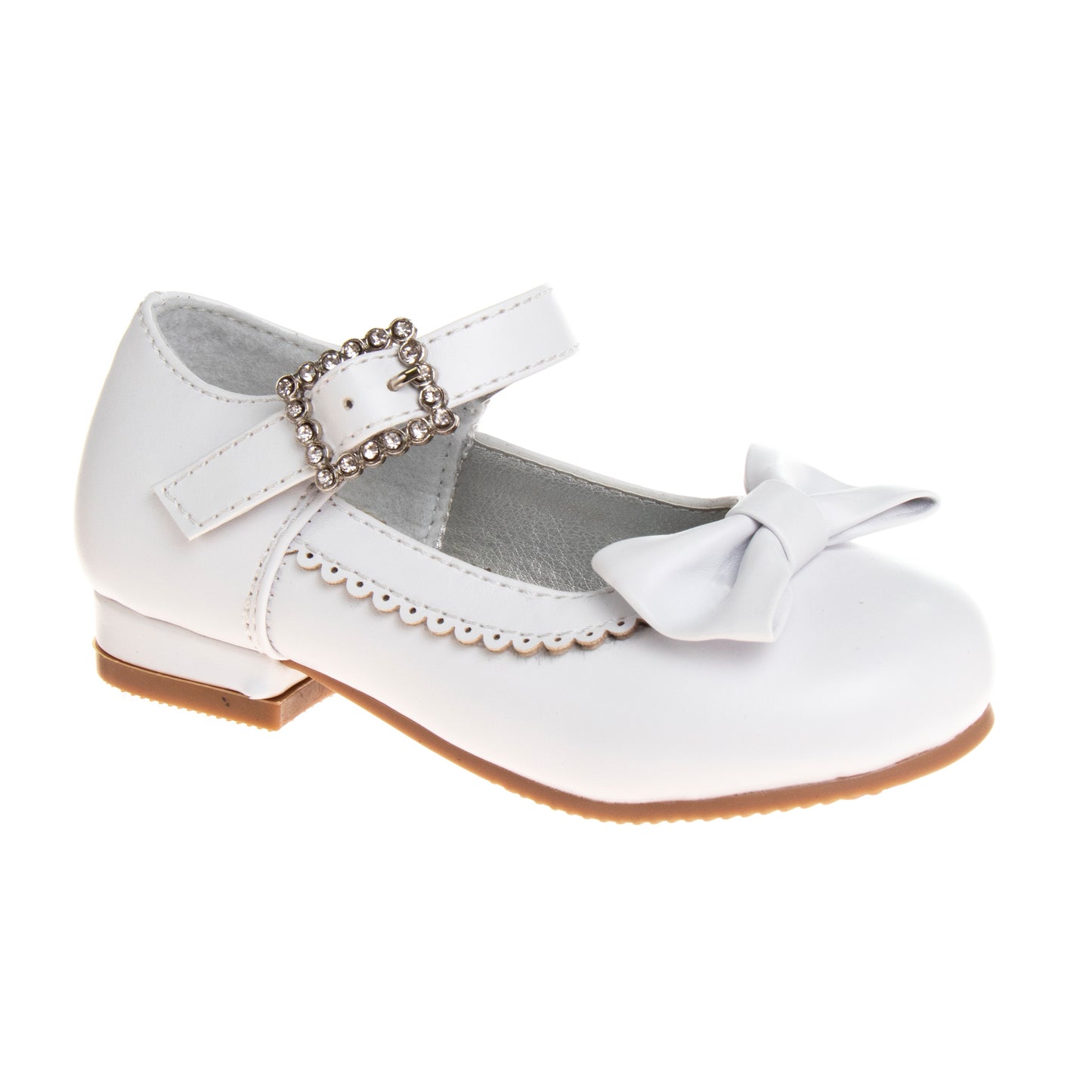 Josmo Girl's Dress Mary Jane Wedding Party Heels Flower Shoes with Hook and Loop Buckle (Toddler)
