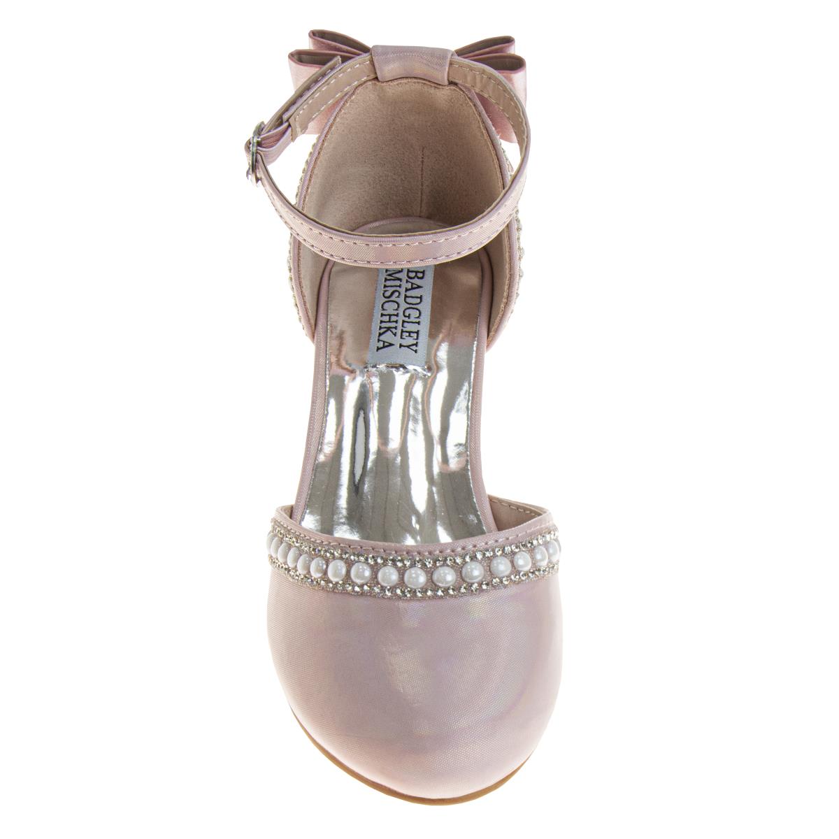 Badgley Mischka Low Heeled Dress Shoes Girls'  Elegant Stylish Formal Wear Comfort Heel Sparkle Detail (Little Kid / Big Kid)