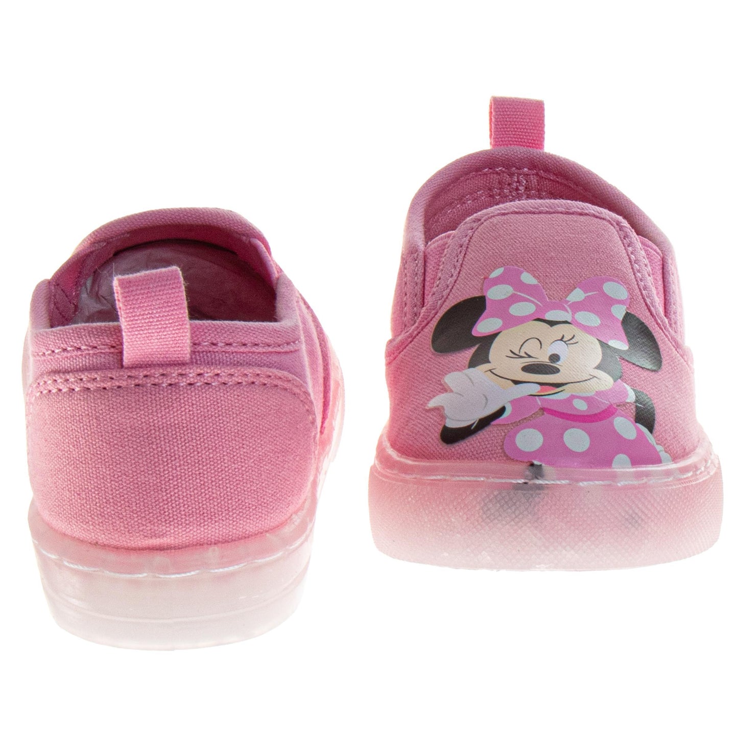 Disney Minnie Mouse Slip On Canvas Girls  Polka Dot NoLace Design Everyday Wear Comfortable Durable Sole (Toddler / Little Kid)