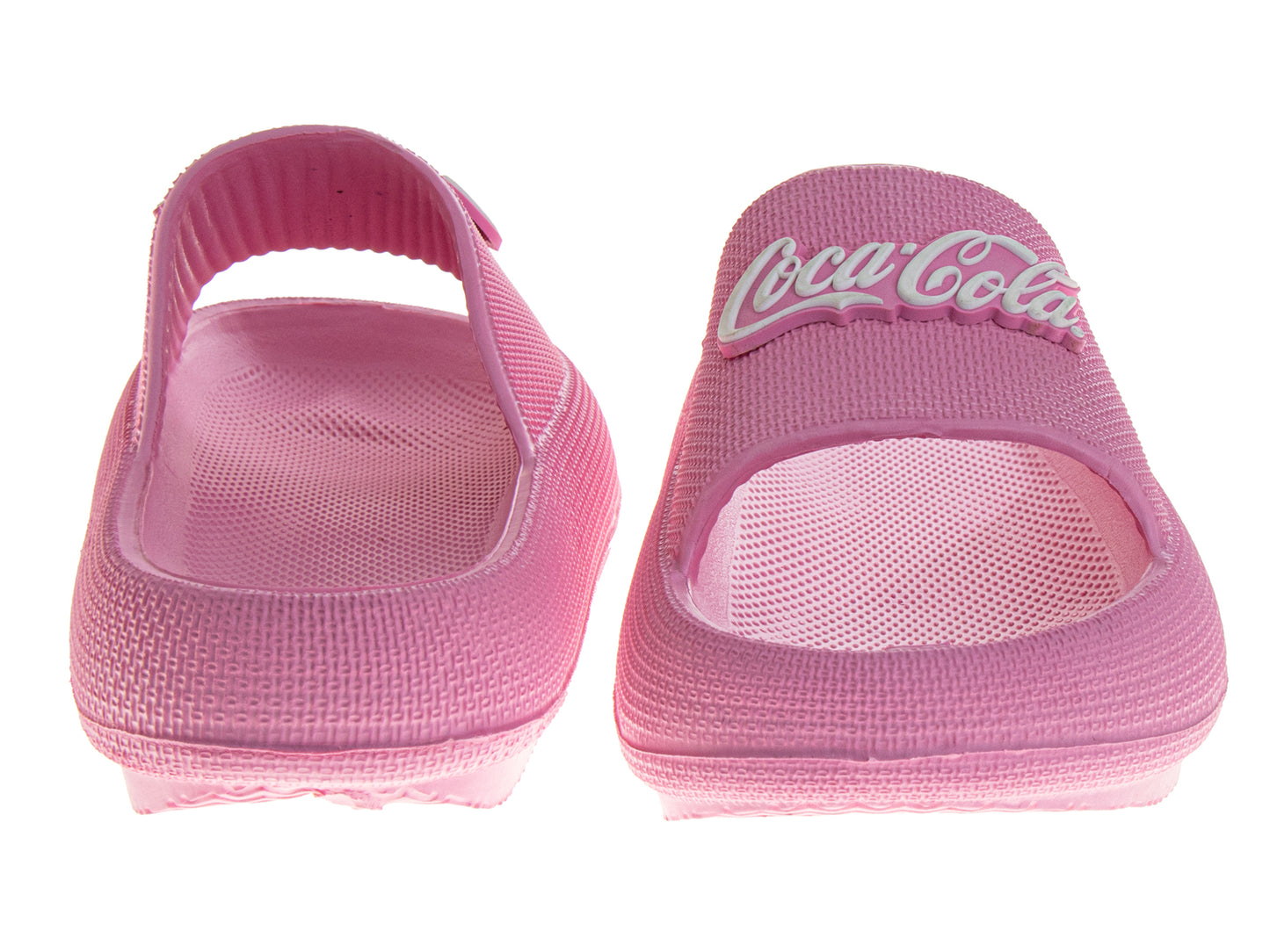CocaCola Pink Script Casual Slides for Women  Stylish Comfortable Beach Pool Summer Sandals (Adult)