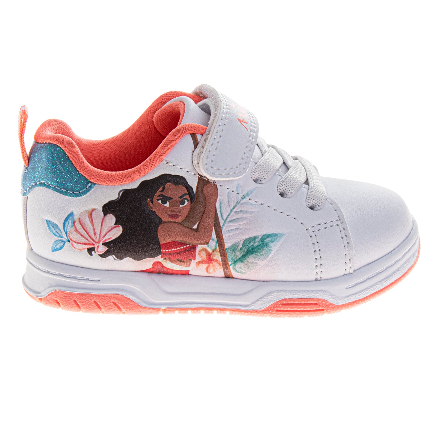 Disney Moana Shoes for Girls' Strap Closure, Laceless Princess Sneakers Featuring Pua & HeiHei (Toddler/Little Kid)