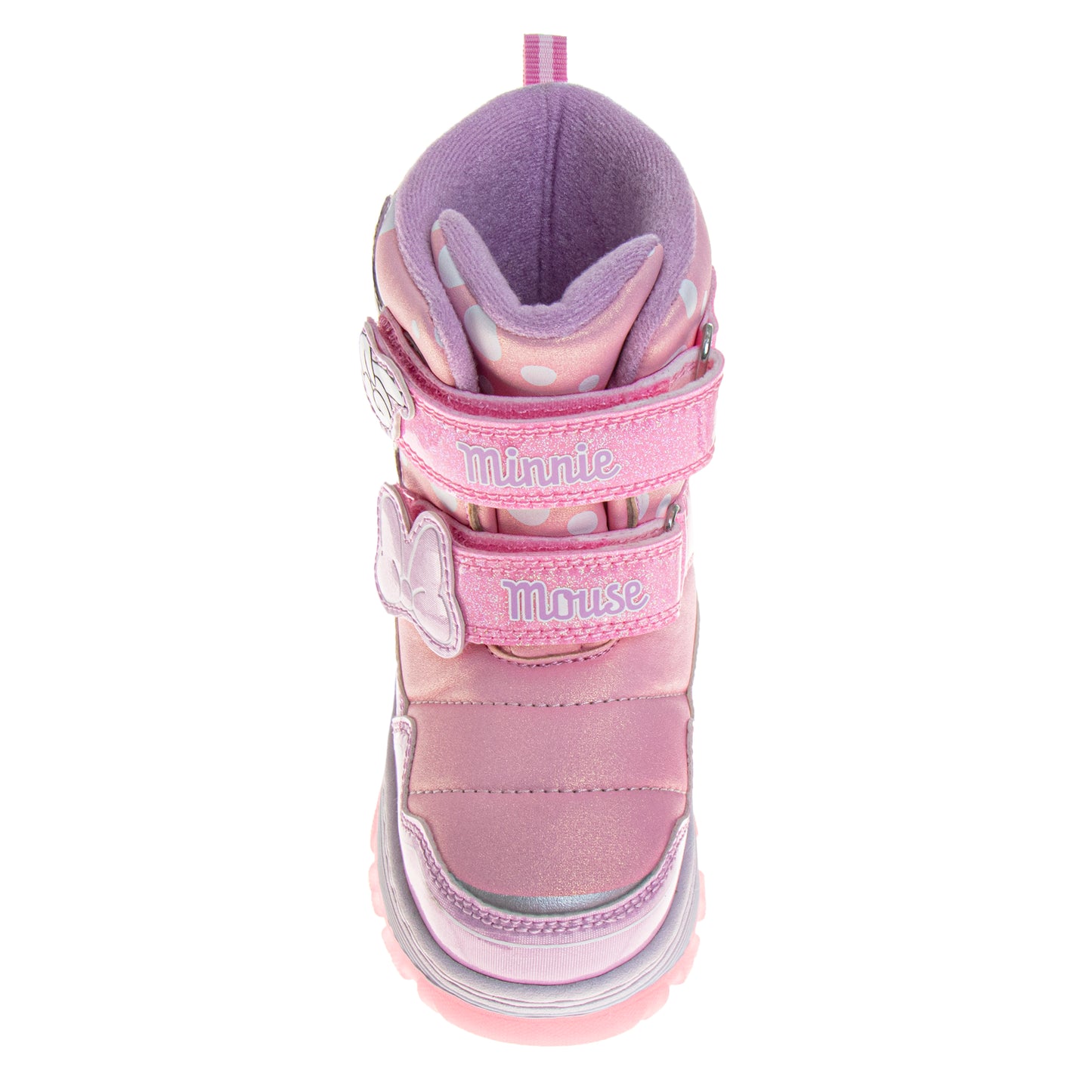 Disney Minnie Mouse Boots Girls  Pink Glitter Details Fashion Warm Lined Side Zipper Durable Sole (Toddler / Little Kid)