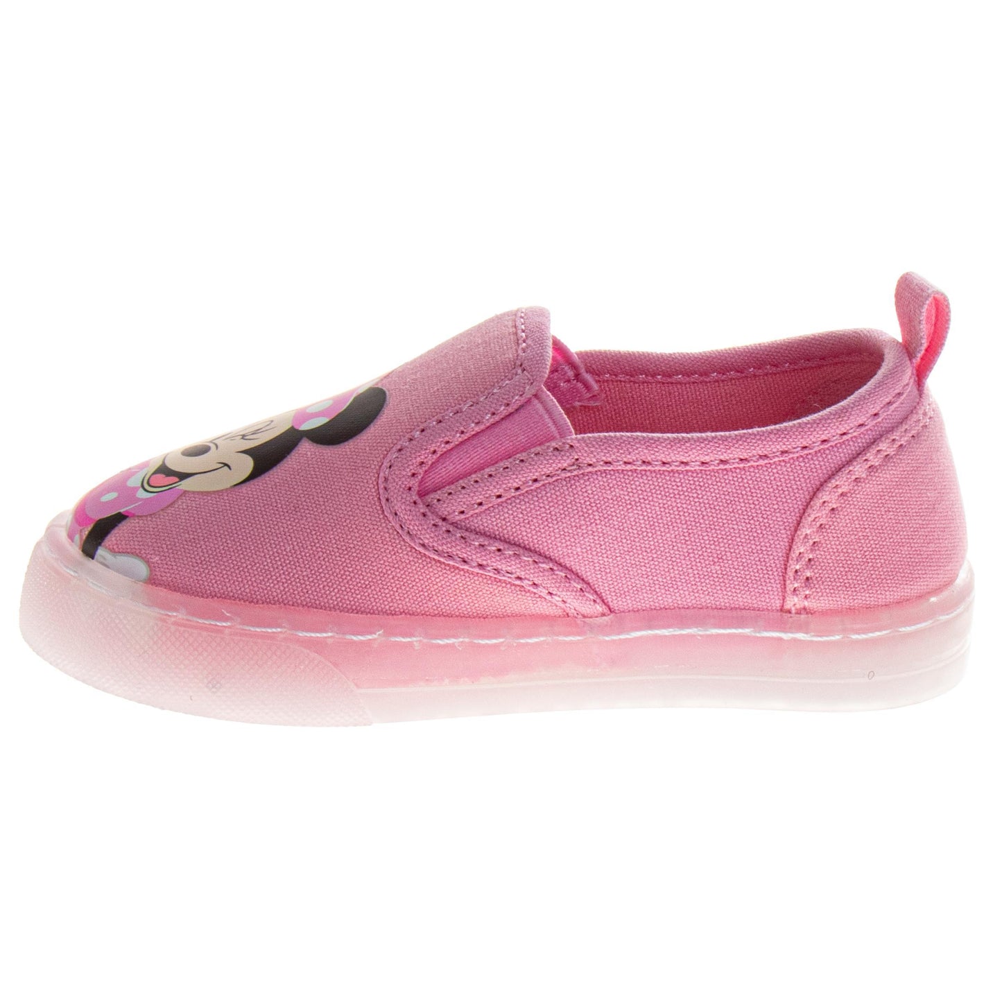 Disney Minnie Mouse Slip On Canvas Girls  Polka Dot NoLace Design Everyday Wear Comfortable Durable Sole (Toddler / Little Kid)